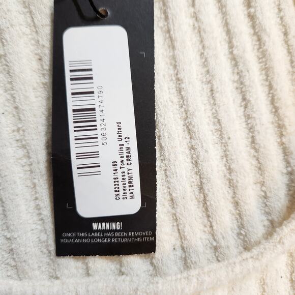 Pretty Little Things Ribbed Cream Short Jumpsuit Size 12 - Picture 6 of 7